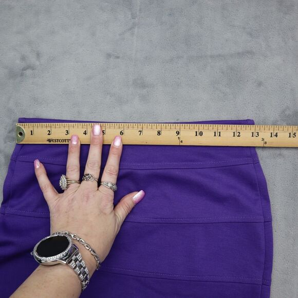 Basic House Skirt Womens S Purple Short Bandage Solid Elastic Waist Pull On - Picture 3 of 12
